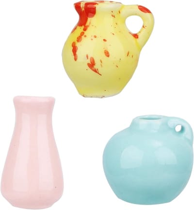 Set van 3 Mini Magnetische Keramische Vazen voor Koelkast - Schattige Decoratieve Vazen voor Bloemen en Planten in Huis, Kantoor en Keuken