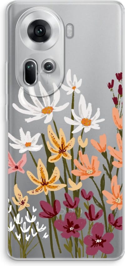 Case Company® - Hoesje geschikt voor Oppo Reno 11 hoesje - Painted wildflowers - Soft Cover Telefoonhoesje - Bescherming aan alle Kanten en Schermrand