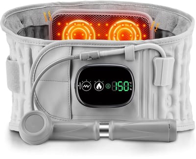 Warmteband - Infrarood Warmtegordel – Verwarmde Rugband - Decompressie rugband - Met rood licht verwarming en massage - Rugverlichting - Opblaasbare rugbrace voor wervelkolom - Lumbale wervelkolom - Vrouwen - Mannen - Verwarmingskussen
