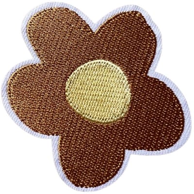 Bloem - Bruin - strijkapplicatie strijk embleem - patch - patches - stof & strijk applicatie - patchwork - Carnaval - Stofdecoratie 6 x 6