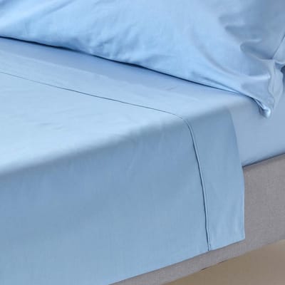 Homescapes Laken 180x260 cm – Blauw – 100% Egyptisch Perkal Katoen – 200 Draaddichtheid