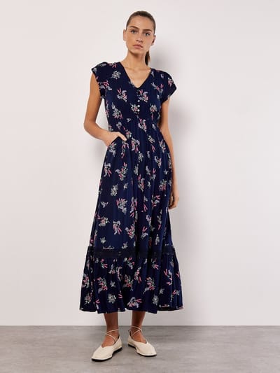 Maxi-jurk met botanische motieven