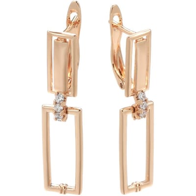 Boucles d'oreilles pendantes carrées de luxe pour femmes Insolites Or rose Zircon naturel Géométrie Boucles d'oreilles Mode Bijoux minimalistes beige