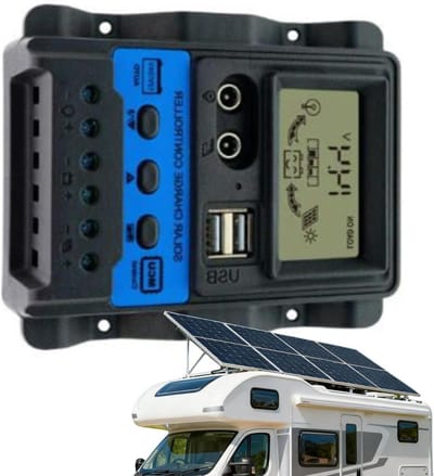 Zonne Laadregelaar - Spanningsregelaar Batterij - Energie Beheer - Dubbele USB Poort - 30A - Zwart