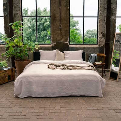 Kayori Rinen Dekbedovertrek Linnen - 240x200-220 +2 slopen - Perfect voor de zomer - Lits-jumeaux - Nude