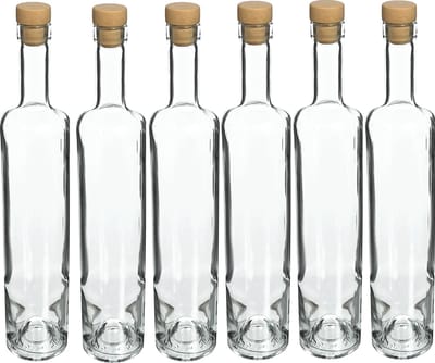 ‎Glazen flesjes Marina met kurk 500ml 6 stuks - likeurflesje - glazenfles
