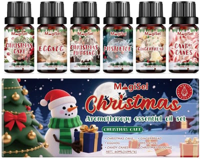 Dailygoods - Etherische oliën voor Kerstmis, 6 x 10 ml, etherische oliën voor kaarsen, kerstsfeer voor thuis, etherische oliën, aromatherapie voor diffuser, feestelijk cadeau-idee