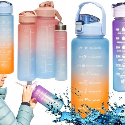 BK - Bidonset 3 in 1 - 2L, 0,8L, 0,3L - Motiverende Maatbeker - Afsluitbaar Deksel