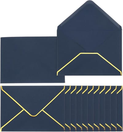 Allecta - Enveloppen Set 120 stuks met Gouden Rand voor Valentijn, Bruiloft en Uitnodigingen, Donkerblauw