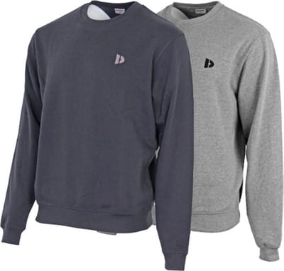 2-Pack Donnay - Fleece sweater ronde hals (Dean) - Sporttrui - Heren - Navy/Silver-marl (256) - maat S