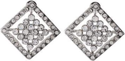 Behave - Oorsteker met Steentjes - Zilverkleur - Ruit Design