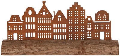 Clayre & Eef Decoratie Beeld Huis 25x5x8 cm Bruin Metaal