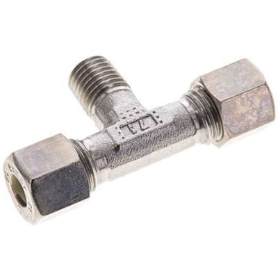 8L & M12x1.5 (con) RVS T-stuk Knelfitting Buitendraad 315bar ISO 8434-1