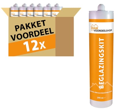 Dakvoordeelshop 12 stuks Beglazingskit 290ml wit - pakketvoordeel