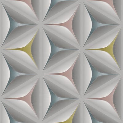 3D behang Profhome 960422-GU vliesbehang licht gestructureerd met grafisch patroon mat grijs roze blauw 5,33 m2