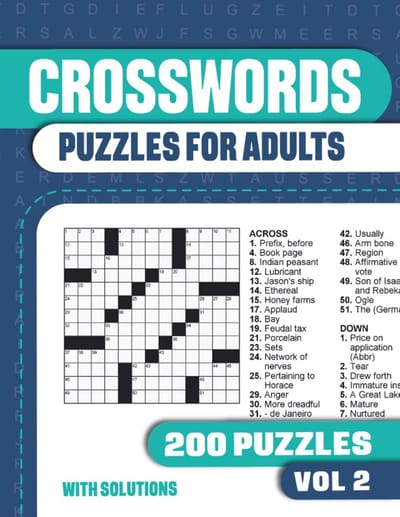 Kruiswoordpuzzels voor Volwassenen: Groot Puzzelboek met 200 Uitdagende Kruiswoordraadsels en Oplossingen