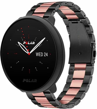 Strap-it Stalen schakel bandje - geschikt voor Polar Ignite / Ignite 2 / Ignite 3 / Unite / Pacer - zwart/roze