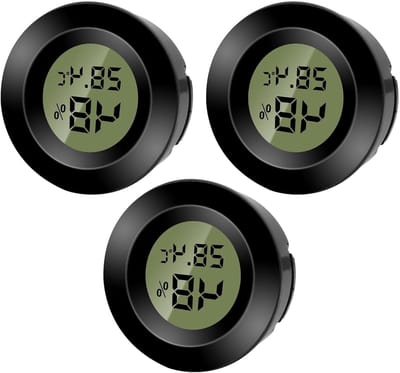 Set van 3 Mini Digitale Thermometers en Hygrometers voor Binnengebruik, Temperatuur- en Vochtigheidsmonitor voor Huis, Kweekruimte, Terrarium en Auto, Zwart