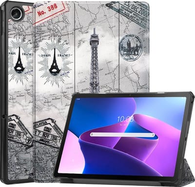 Hoesje - Geschikt voor Lenovo Tab M10 Plus (3e / 3rd Generatie) - Dun & Stevig - Hardcover Book Case - Trifold Bookcase Hoes - Hard Cover - Tablethoes - Eiffeltoren