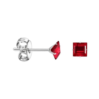 Aramat Jewels | Oorbellen | Oorbellen – RVS Zilverkleur met Rode Vierkante Zirkonia (4mm) | | | |4mm | Staal | Kinderen, Volwassenen | Verkleurd niet