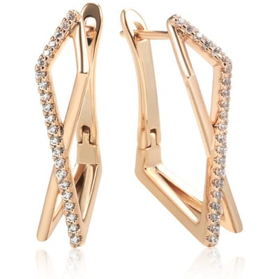 Nouvelle Boucle d'Oreille Créole en Zircon Naturel Mode pour Femme Couleur Or Rose Géométrie Simple Mariage Haute Qualité Bijoux Quotidien beige