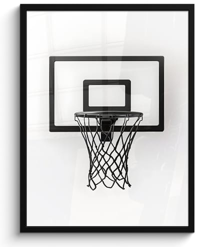 Poster in lijst - Fotolijst 50x70 cm - Posters - Basketbalbord - Minimalistisch - Zwart - Posterlijst zwart - Decoratie - Wanddecoratie woonkamer - Muurdecoratie slaapkamer