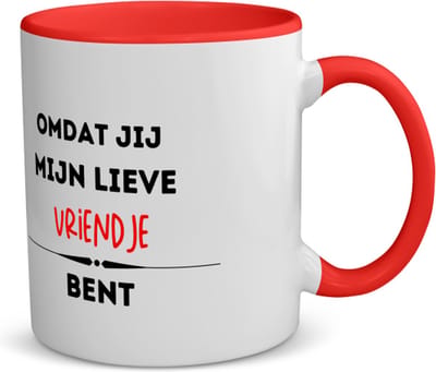 Akyol - omdat jij mijn lieve vriendje bent koffiemok - theemok - rood - Vriend/vriendin - de liefste vriend - valentijnsdag - verjaardag - cadeautje voor vriendje - kado - geschenk - 350 ML inhoud