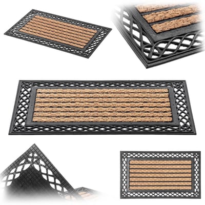 KADAX Antislip deurmat voor de entree, huisdeurmat van kokos en rubber, kokosmat voor buiten, deurmat voor buiten, rechthoekig, 75 x 45 cm