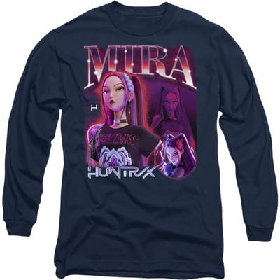 K-Pop Demon Hunters Unisex Volwassene Huntr/X Mira Lange Mouwen T-Shirt (Marineblauw)