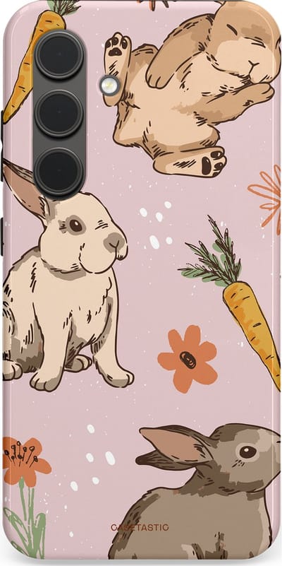 Casetastic Hoesje Geschikt voor Samsung S24 - Stijlvolle Beschermende Duo-layer Case - Hop hop knuffels