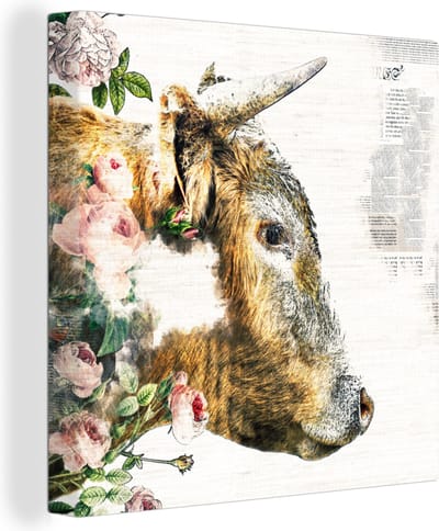 Canvas Schilderij Schotse Hooglander - Gouden Schotse Hooglander - 50x50 cm - Wanddecoratie