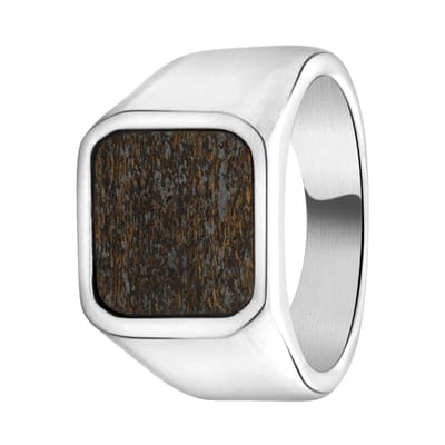 Lucardi Heren Zegelring bronzonite - Ring - Vaderdag Cadeautje - Staal - Zilverkleurig