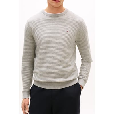 Tommy Hilfiger Seasonal Structure Crewneck Light Grey Heather Maat: M | Sweaters Outlet | Heren | Grijs