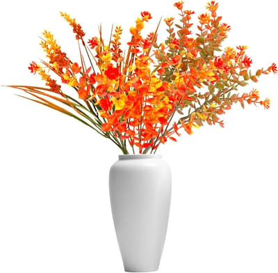 6 Bundels Kunstbloemen Decoratie met Eucalyptus, Chrysanten, Camelia en Lavendel voor Binnen en Buiten, Realistische Neppers voor Tafel, Raam en Balkon