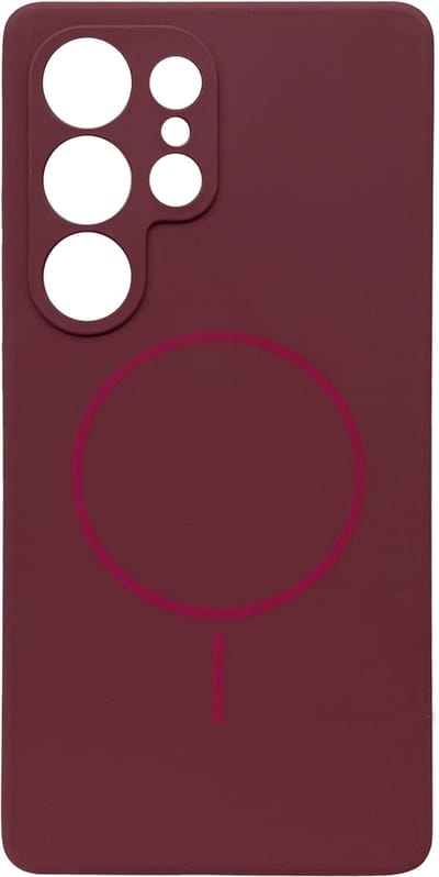 Casemania Hoesje Geschikt voor Samsung Galaxy S25 Ultra - Bordeaux - Zachte Liquid Siliconen Back Cover Case - Geschikt voor MagSafe - Zeer Sterke Magneet - Telefoon hoes met Camera Bescherming