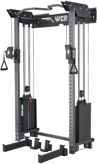 BodyCraft WCR Cable Pulley Wandmontage – verstelbare kabels, gewichtsblokken en optrekstang