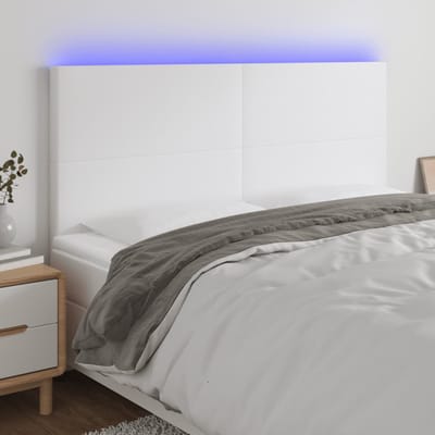 vidaXL - Hoofdbord - LED - 180x5x118/128 - cm - kunstleer - wit