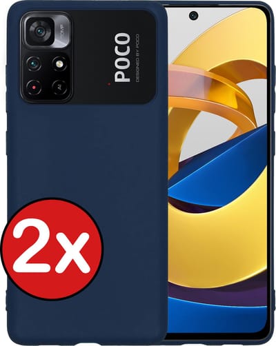 Hoesje - 2 Stuks - Geschikt voor Xiaomi Poco M4 Pro 5G - Sterk & Shockproof - Telefoonhoes - Back Cover - Case Siliconen - Telefoon Hoes - Donkerblauw