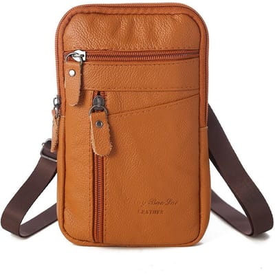 Zomerse Kleine Crossbody Tas, Lichtgewicht en Draagbaar, Multifunctionele Schoudertas voor Mannen, Compacte Telefoonhoes van Leer