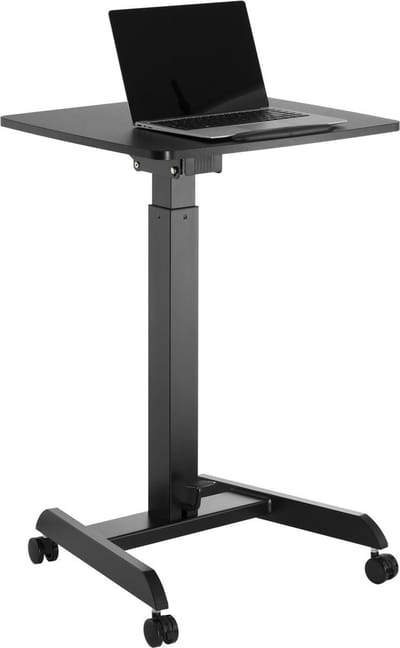 Maclean - Laptoptafel - Zit-sta bureau - laptoptandaard - In hoogte verstelbaar laptop bureau met wieltjes - verstelbaar tot max. 113cm 30 graden Kantelbaar Zwart