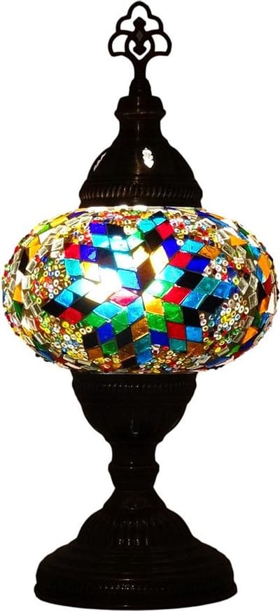 Turkse mozaïeklamp - tafellamp 33 cm - 1 stuk - multicolour met handgemaakt glas