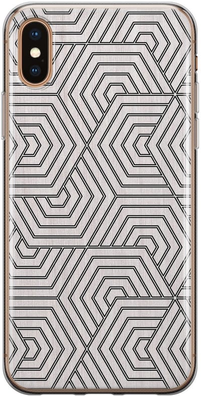 Leuke Telefoonhoesjes - Hoesje geschikt voor iPhone Xs Max - Geometrisch - Soft case - TPU - Print / Illustratie - Grijs