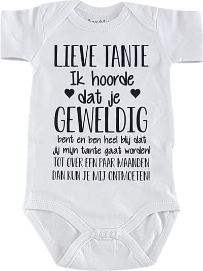 Baby romper met tekst korte mouw cadeau voor zwangerschap aankondiging bekendmaking Lieve aanstaande tante worden ontmoeten