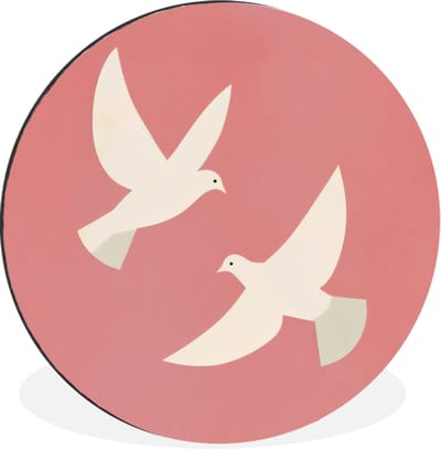 WallCircle - Wandcirkel - Muurcirkel - Duiven - Wit - Sierlijk - Aluminium - Dibond - 30x30 cm - Binnen en Buiten