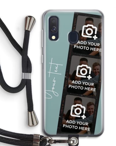 Gepersonaliseerd - Case Company® - Hoesje met koord geschikt voor Samsung Galaxy A40 hoesje met Koord - Filmrol N°1 - Telefoonhoesje met Zwart Koord - Bescherming aan alle Kanten en Over de Schermrand