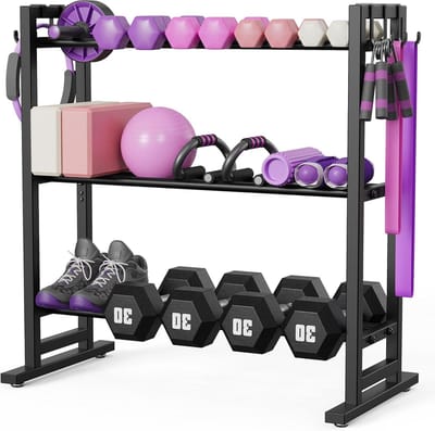 Verstelbare Dumbbell Rack met 3 Tiers en Extra Haakjes, Stevige 210kg Draagcapaciteit voor Thuis Fitness en Krachttraining