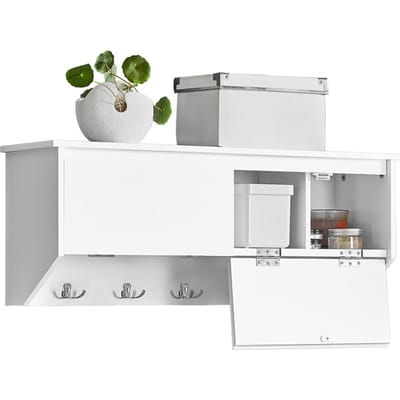 SoBuy Wandkapstok met 2 deuren en 5 dubbele haken - 78x20x30 cm - Max. 25KG - Wit