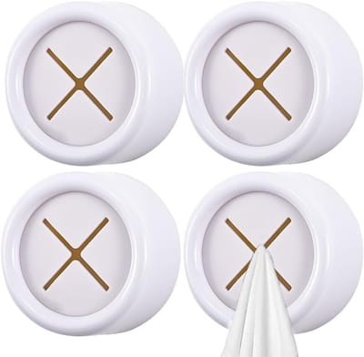 Famanu – Set van 4 zelfklevende handdoekhouders, ABS handdoekhaken voor badkamer en keuken, wit