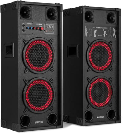 Actieve speaker set - Fenton SPK-208 - Party speaker - Karaoke set - Bluetooth - Duo 8 inch woofers