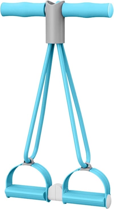 Buiktrainer Pedaaltrekker - Fitness Touw - Thuis Sporten - Antislip Handgrepen - 40 x 10 cm - Blauw